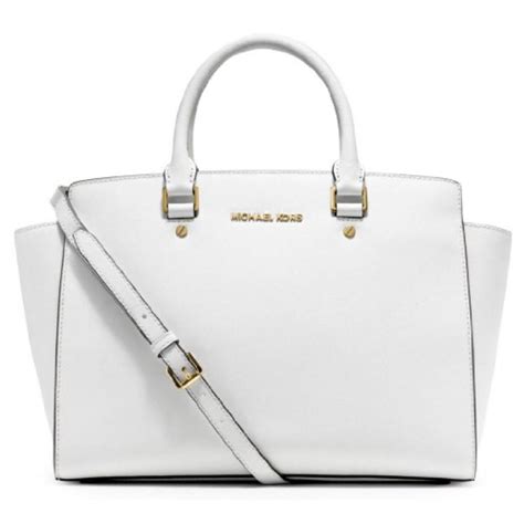 michael kors large selma top zip black/optic white|Bags .